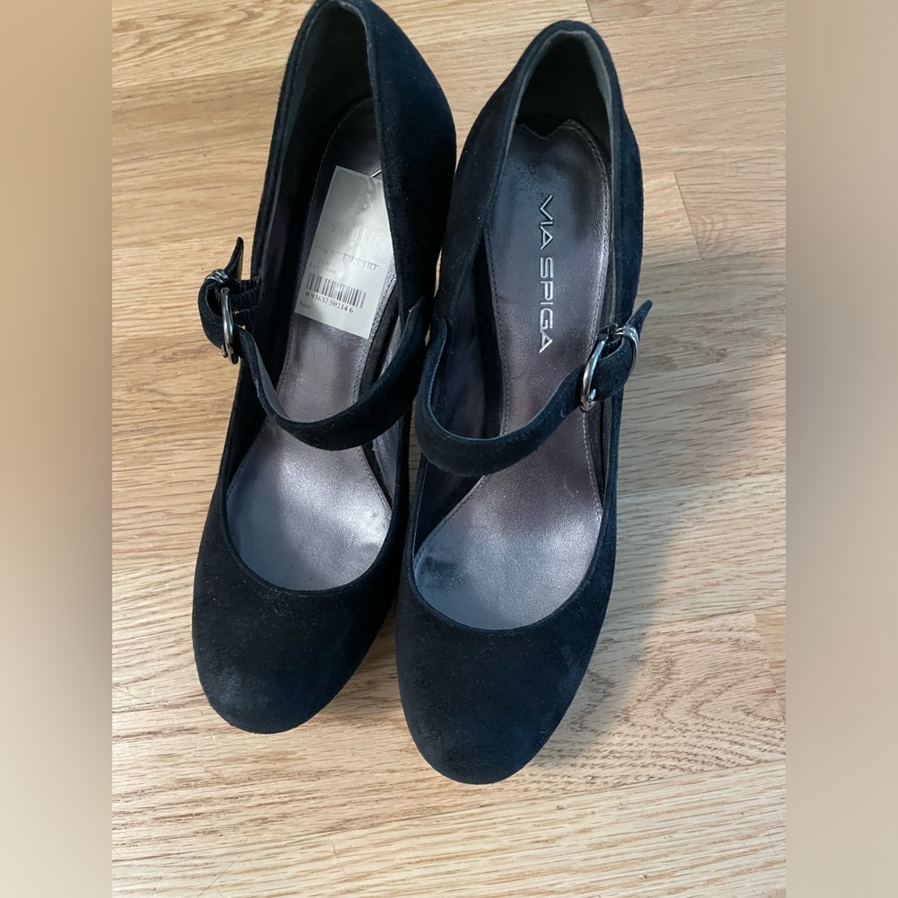 Via Spiga black suede Mary Jane’s